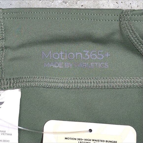Fabletics Motion 365+ High Waist Bungee Leggings Womens Medium Green Pink NWT - Picture 9 of 9